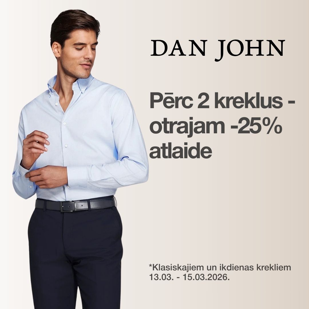 Pērc 2 kreklus – otrajam 25% atlaide