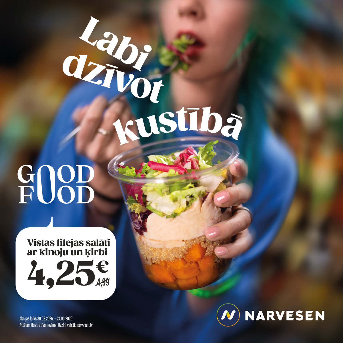 NARVESEN Vistas filejas salāti ar kinoju un ķirbi par 4,25 €