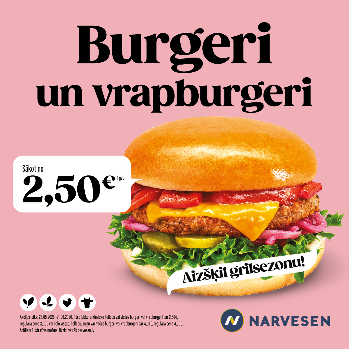 NARVESEN Burgeri un vrapburgeri no 2,50€
