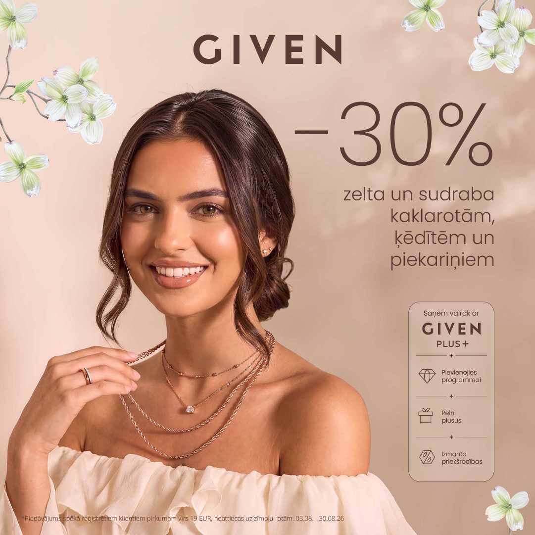 -30%* zelta un sudraba kaklarotām, ķēdītēm un piekariņiem
