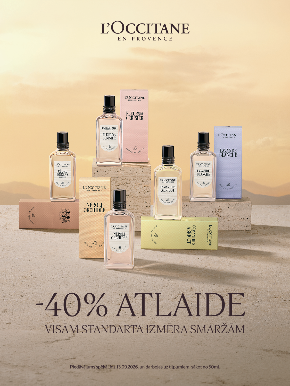 -40% atlaide visām L’Occitane standarta izmēra smaržām