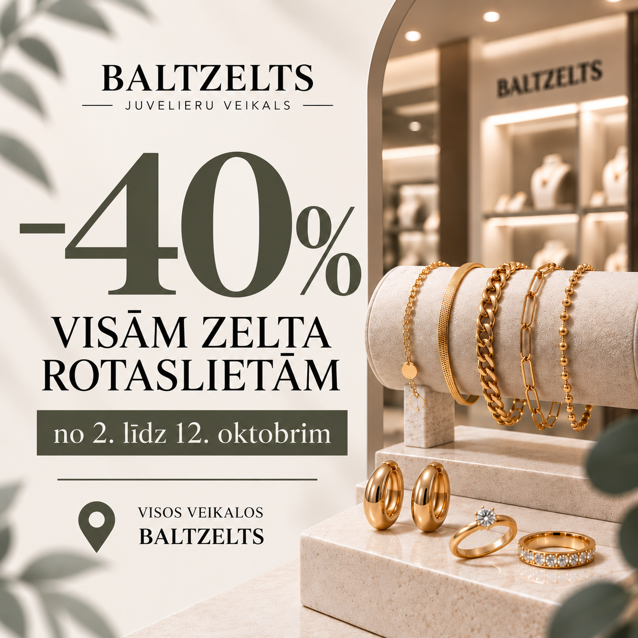 –40% visām zelta rotaslietām